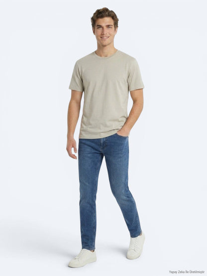 Beiges Baumwoll T-Shirt