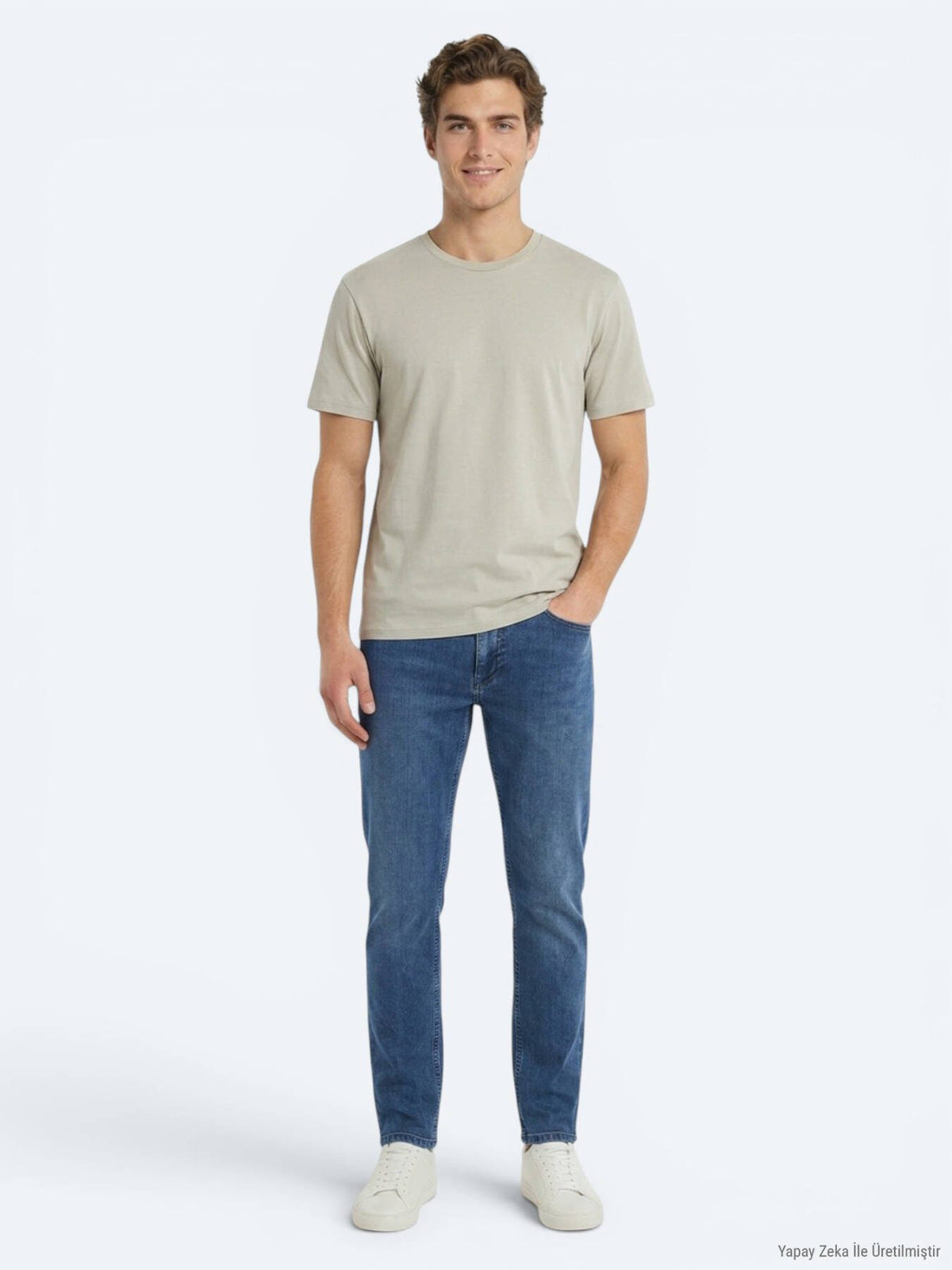 Beiges Baumwoll T-Shirt