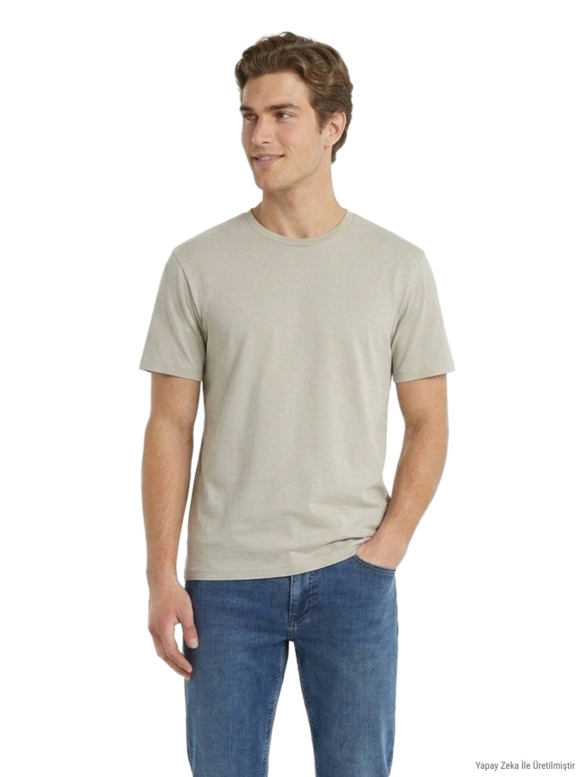 Beiges Baumwoll T-Shirt
