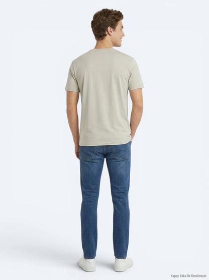 Beiges Baumwoll T-Shirt