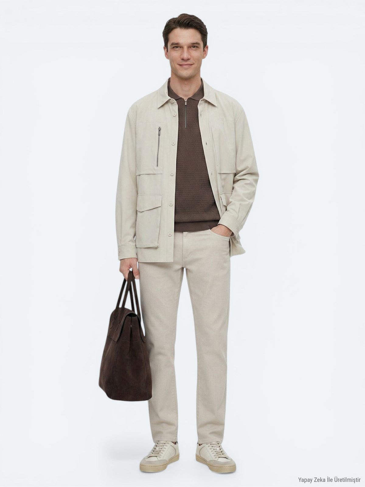 Beige Schlichte Leichte Jacke Regular Fit