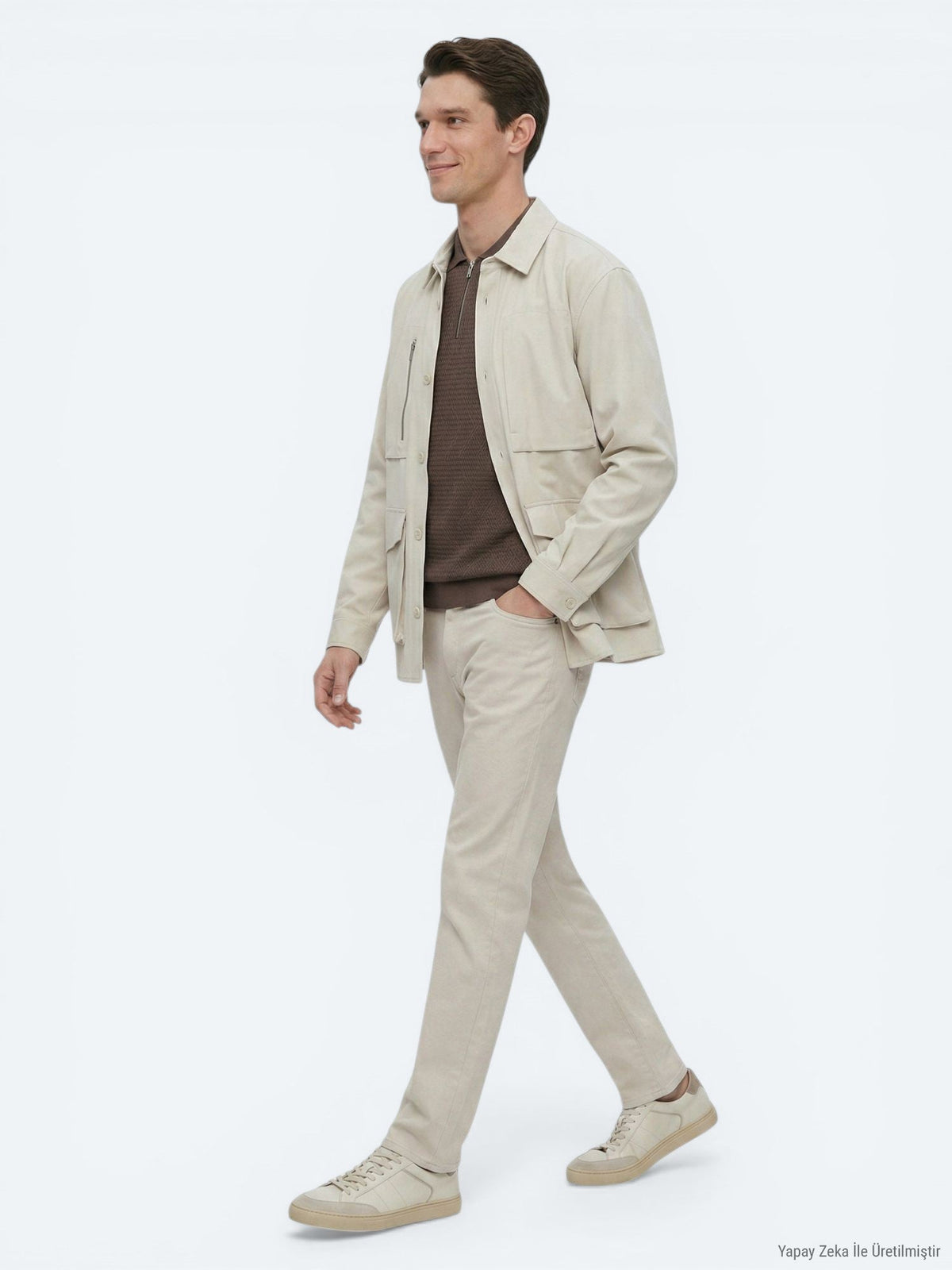 Beige Schlichte Leichte Jacke Regular Fit
