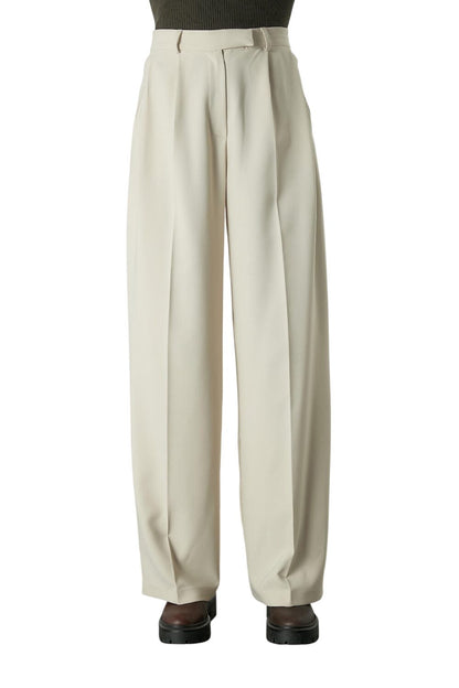 Beige Plissierte Palazzo-Hose