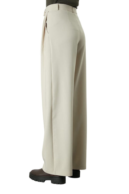 Beige Plissierte Palazzo-Hose