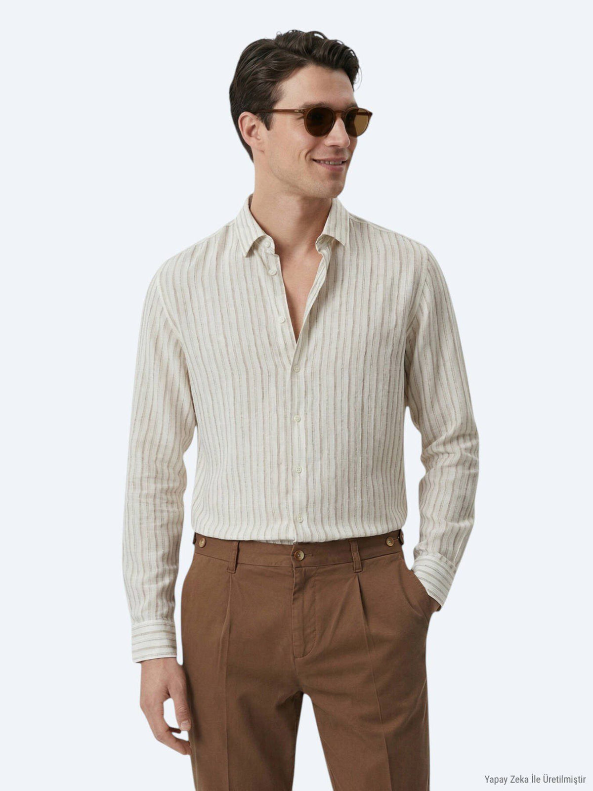 Beige Bedrucktes Freizeithemd Regular Fit