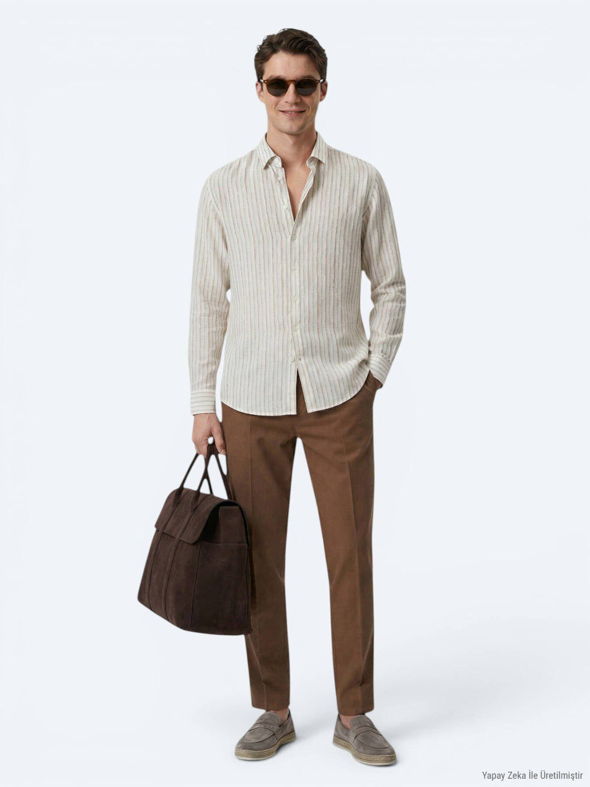 Beige Bedrucktes Freizeithemd Regular Fit