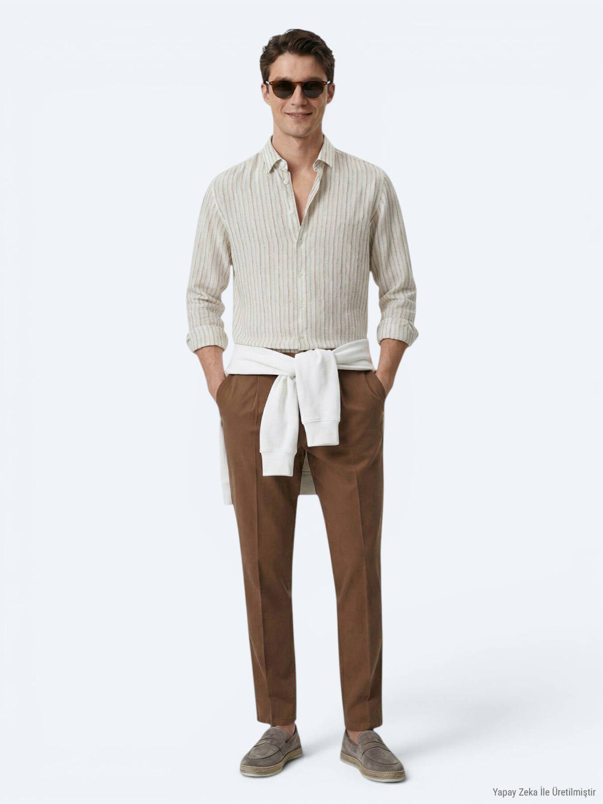 Beige Bedrucktes Freizeithemd Regular Fit