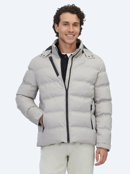 Beige Regular Fit Freizeitjacke mit abnehmbarer Kapuze