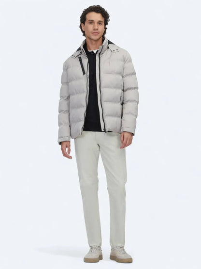 Beige Regular Fit Freizeitjacke mit abnehmbarer Kapuze