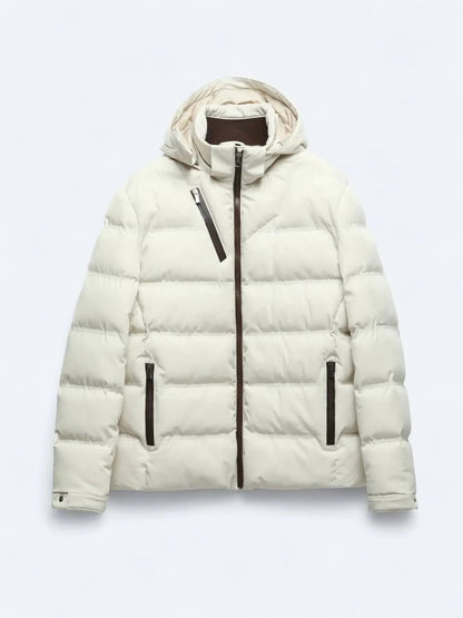 Beige Regular Fit Freizeitjacke mit abnehmbarer Kapuze