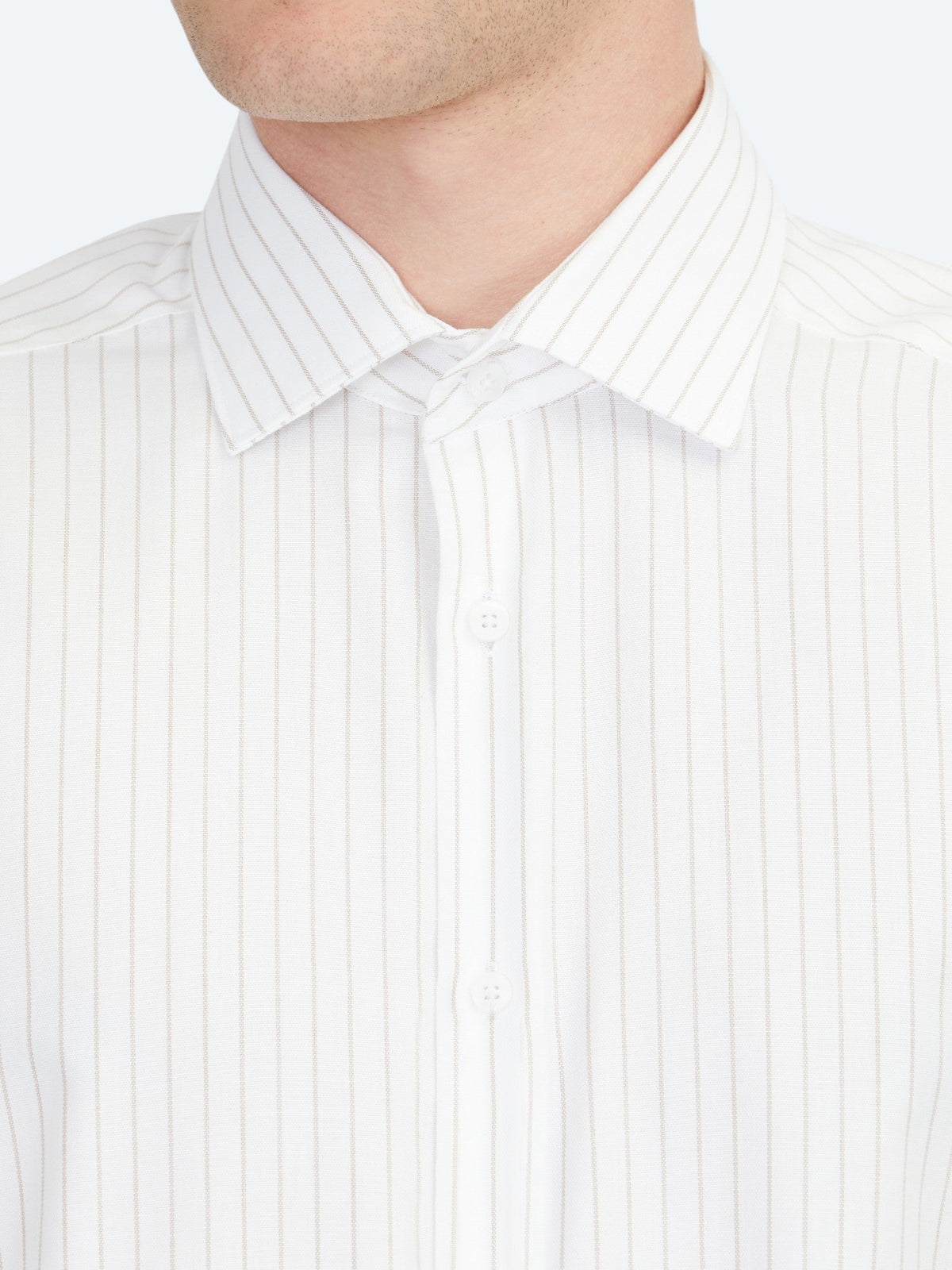 Beige Regular Fit Weben Klassisch 100% Baumwollhemd