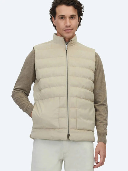 Beige Regular Fit Rollkragen Weste