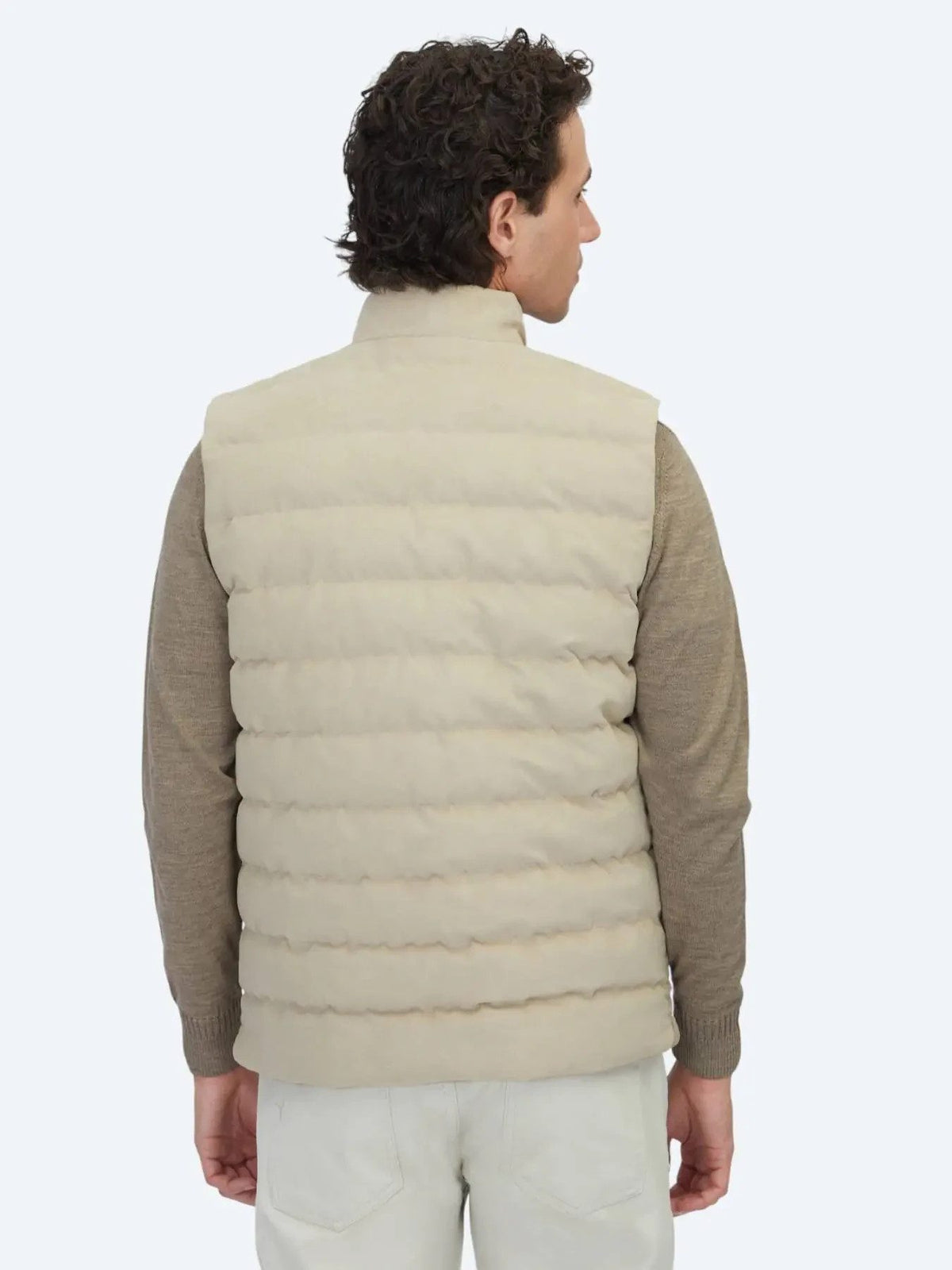 Beige Regular Fit Rollkragen Weste