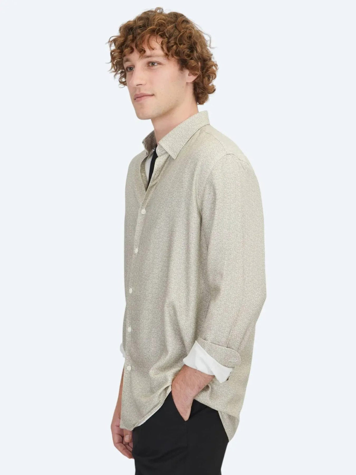 Beige Regular Fit Weben Casual 100% Baumwollhemd