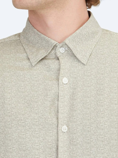Beige Regular Fit Weben Casual 100% Baumwollhemd