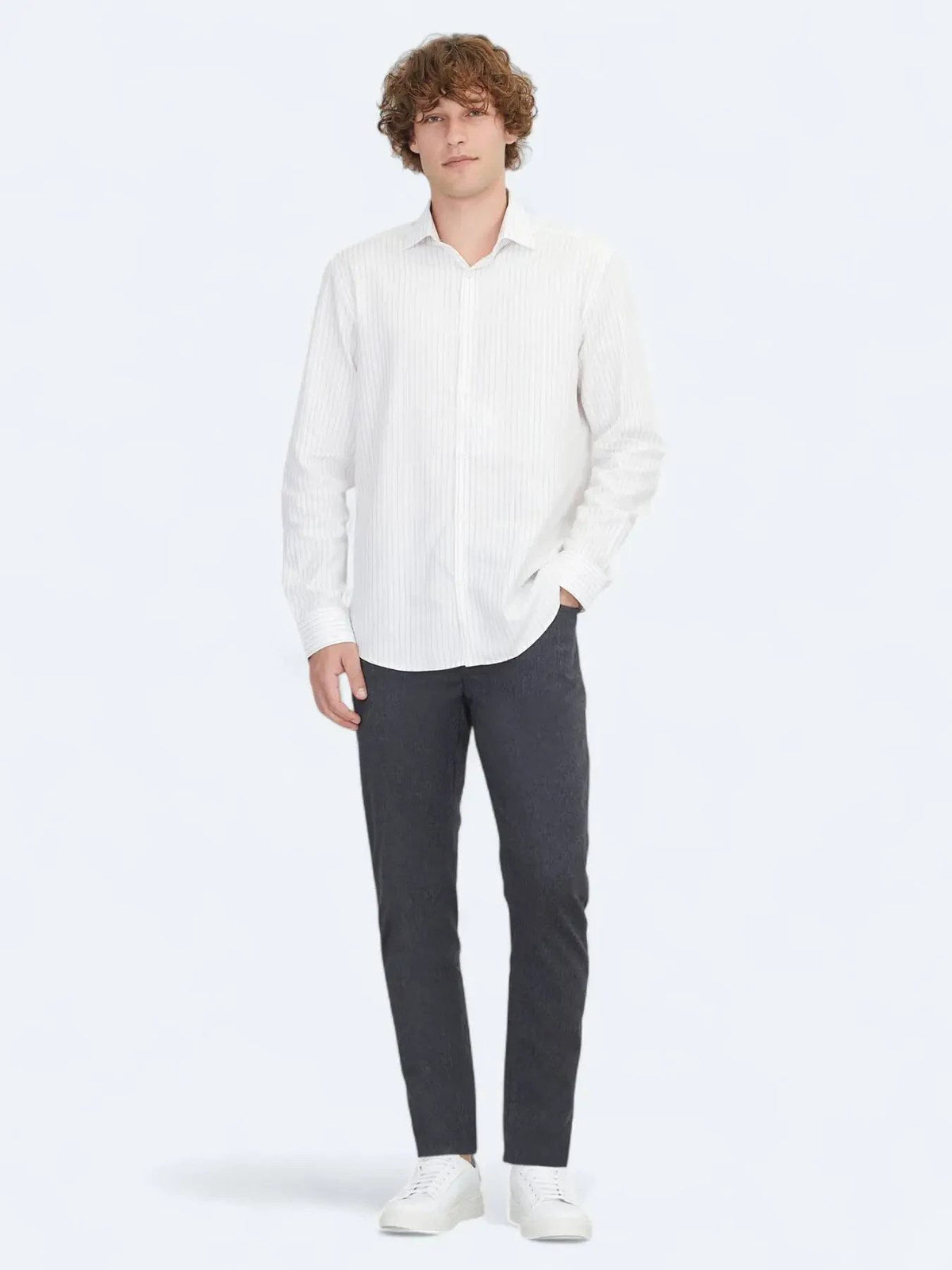 Beige Regular Fit Weben Klassisch 100% Baumwollhemd