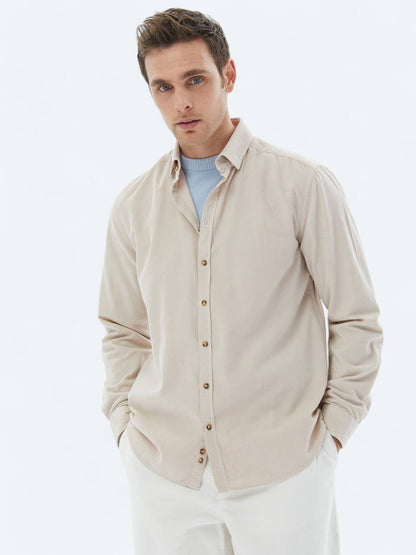 Beiges Ripp-Shirt aus Baumwolle