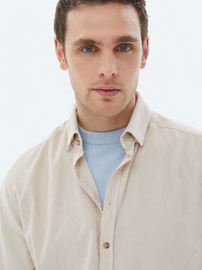 Beiges Ripp-Shirt aus Baumwolle