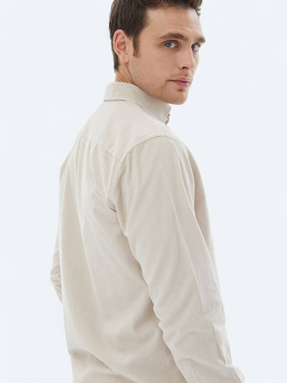 Beiges Ripp-Shirt aus Baumwolle