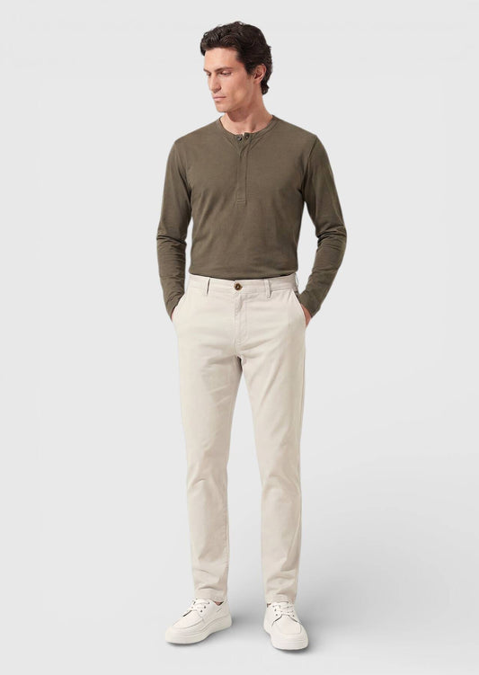Beige Regular Fit Casual Baumwollhose