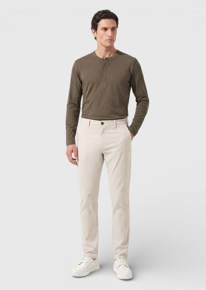 Beige Regular Fit Casual Baumwollhose