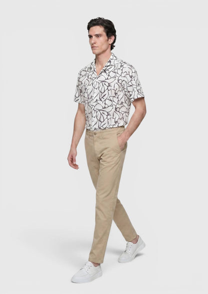 Beige Velours Regular Fit Freizeithose