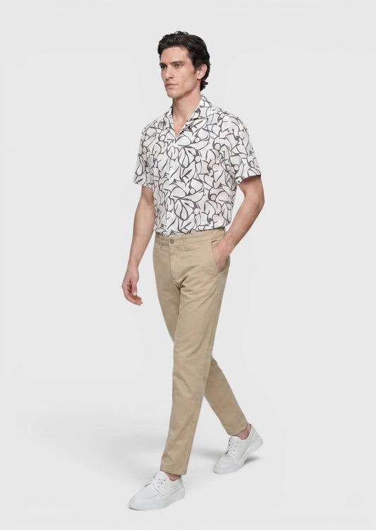 Beige Velours Regular Fit Freizeithose
