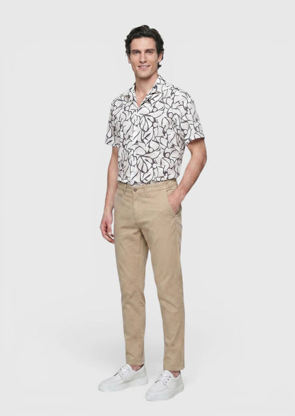 Beige Velours Regular Fit Freizeithose