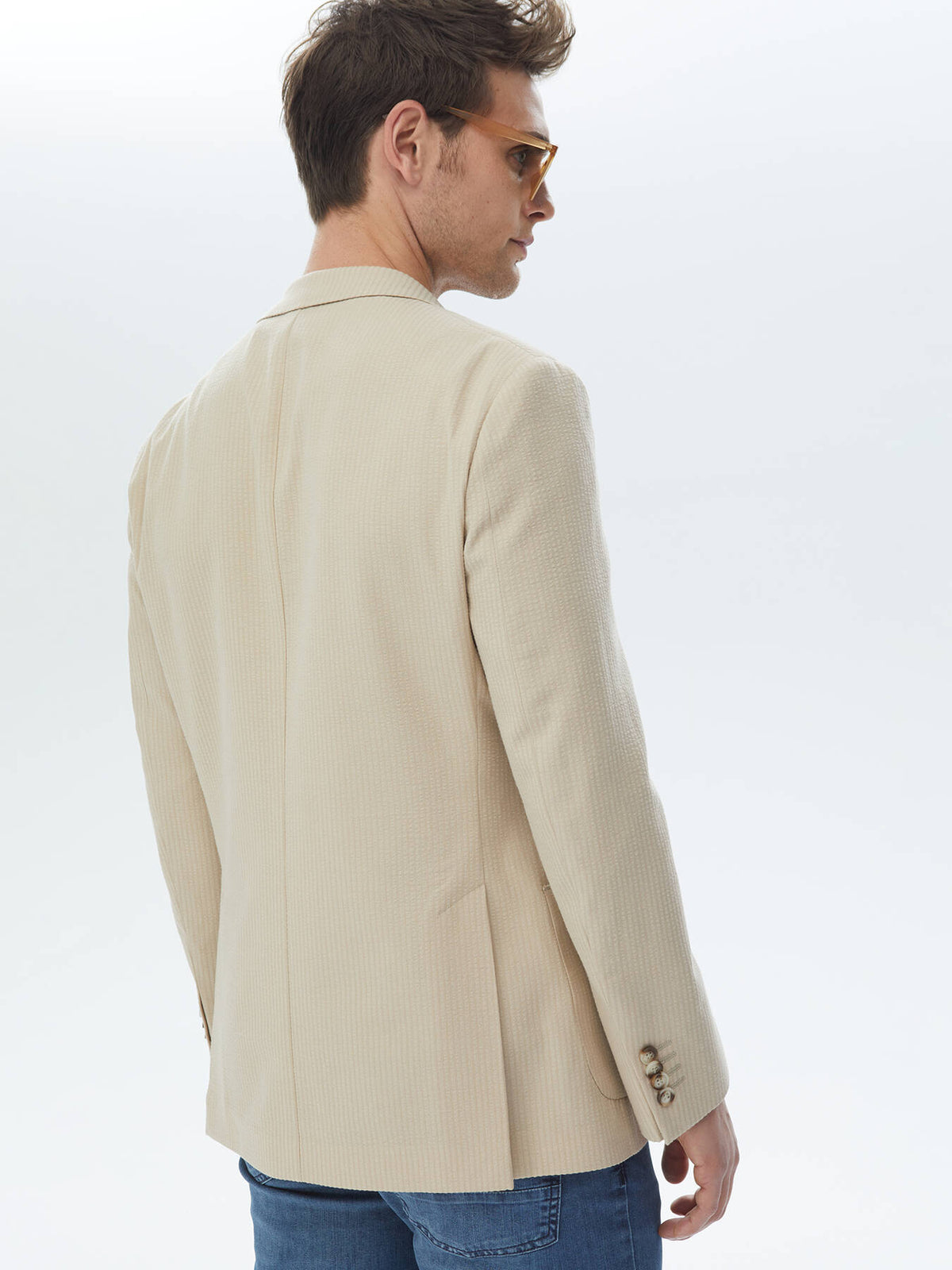 Gestreifte Jacke aus Baumwollmischung in moderner Passform