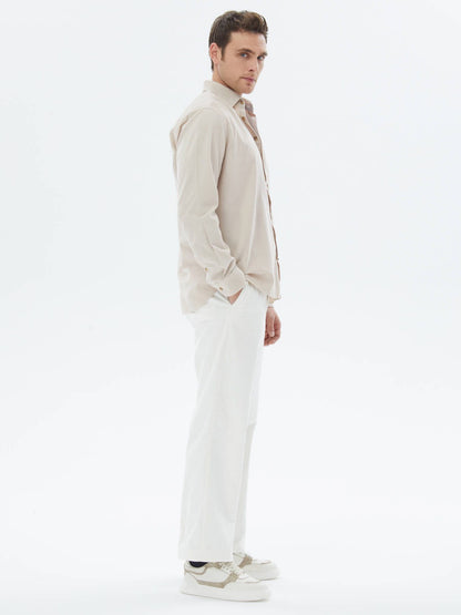 Beige Kordel Regular Fit Woven Casual Hemd