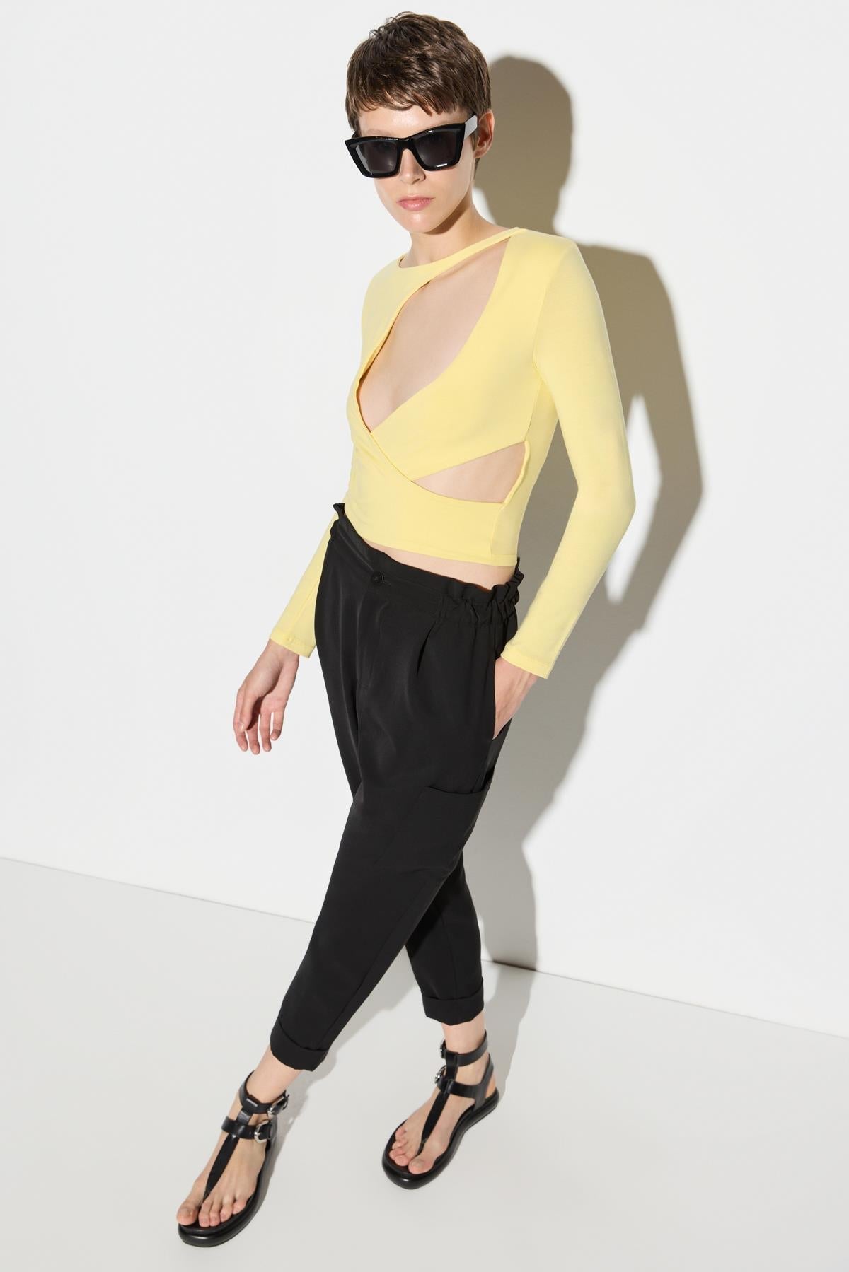 Langärmelige Crop-Bluse