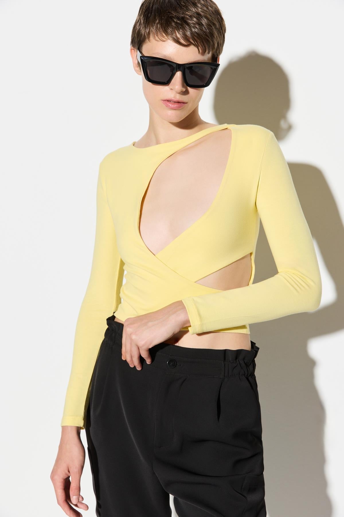 Langärmelige Crop-Bluse