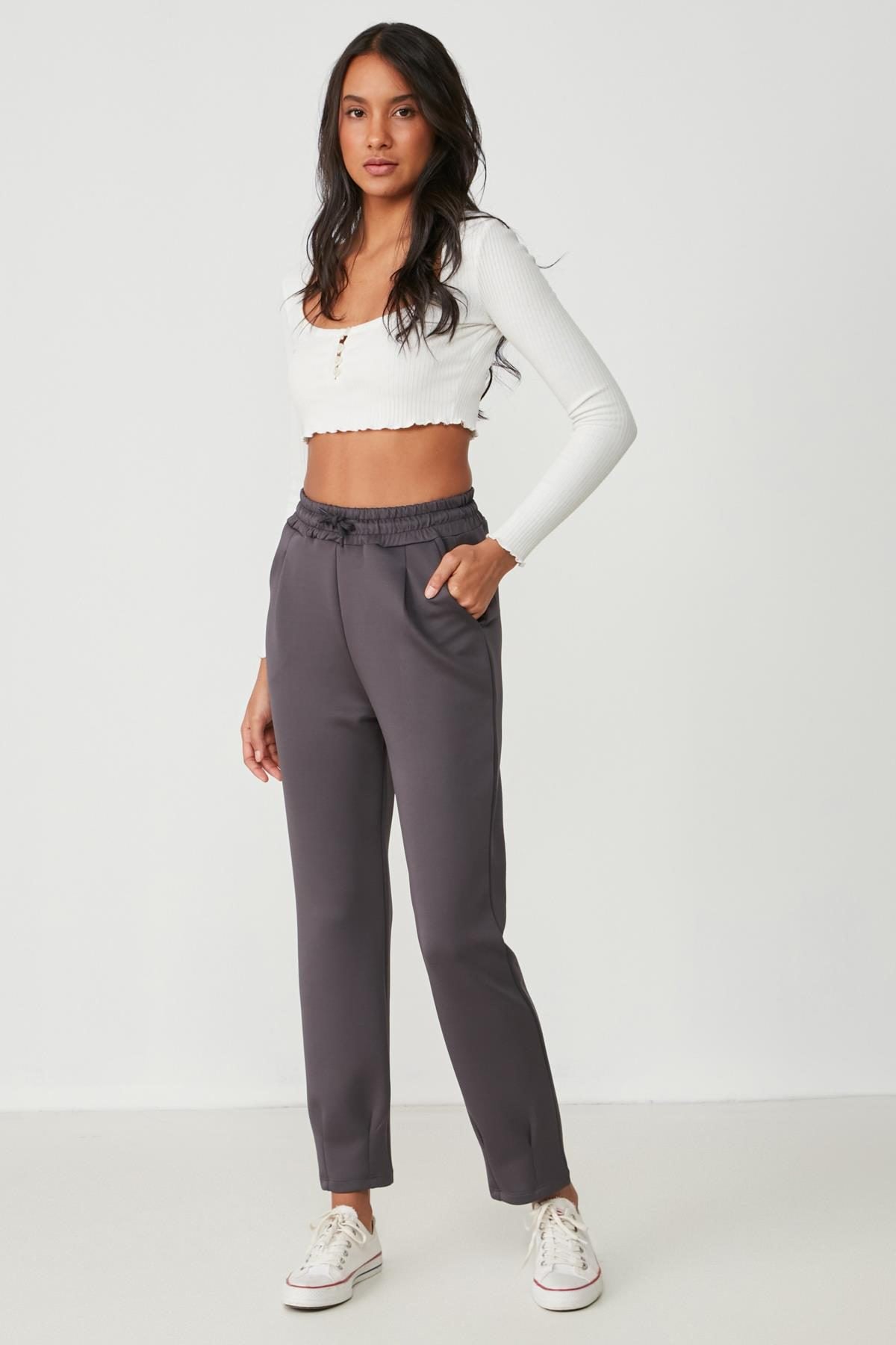 Gerüschte Taille und Saum Jogginghose