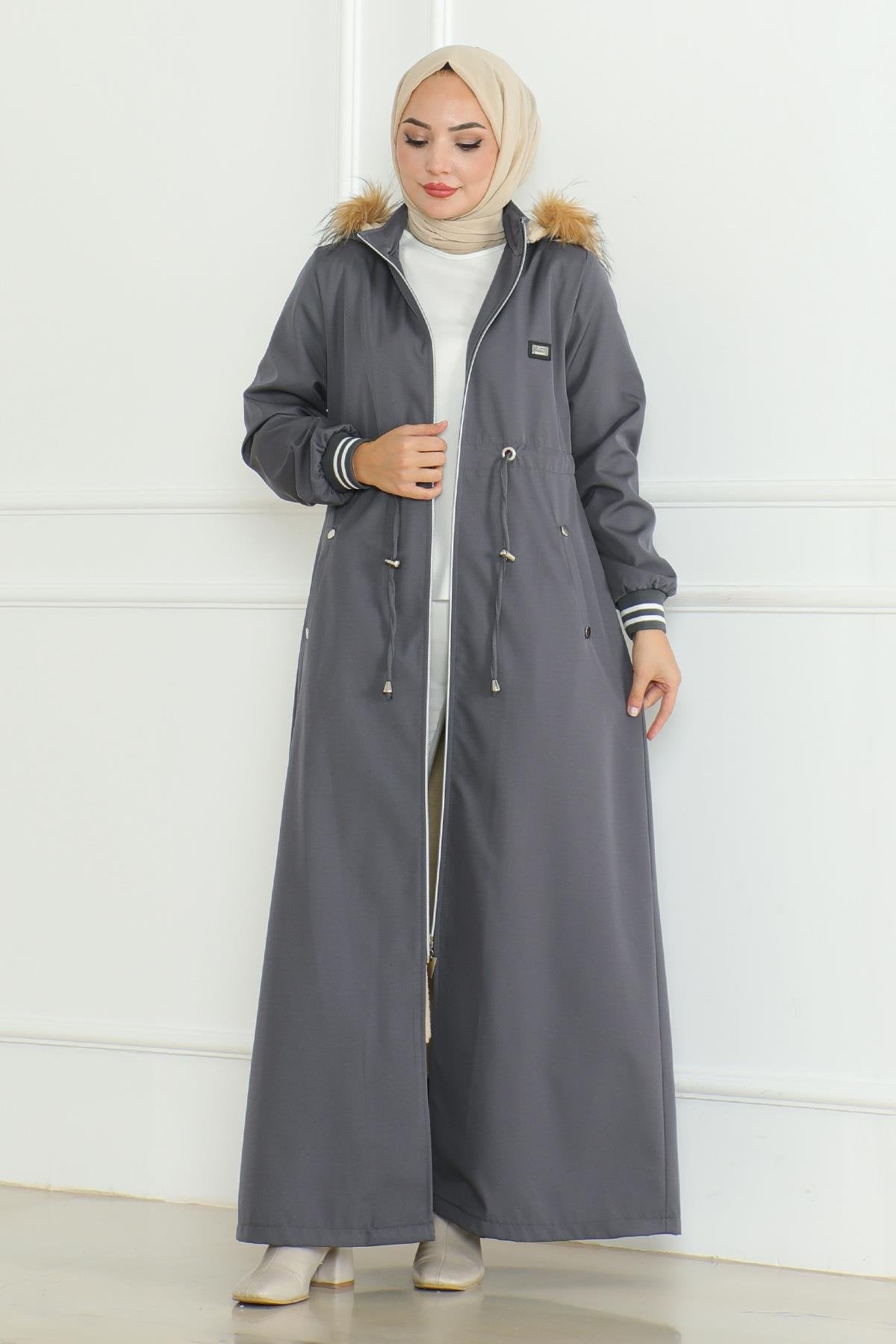 Taba Gerippte Jacke mit Schnürdetail - 19215