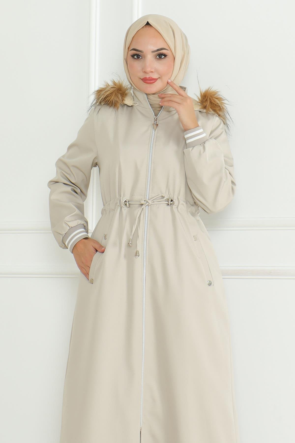 Taba Gerippte Jacke mit Schnürdetail - 19215