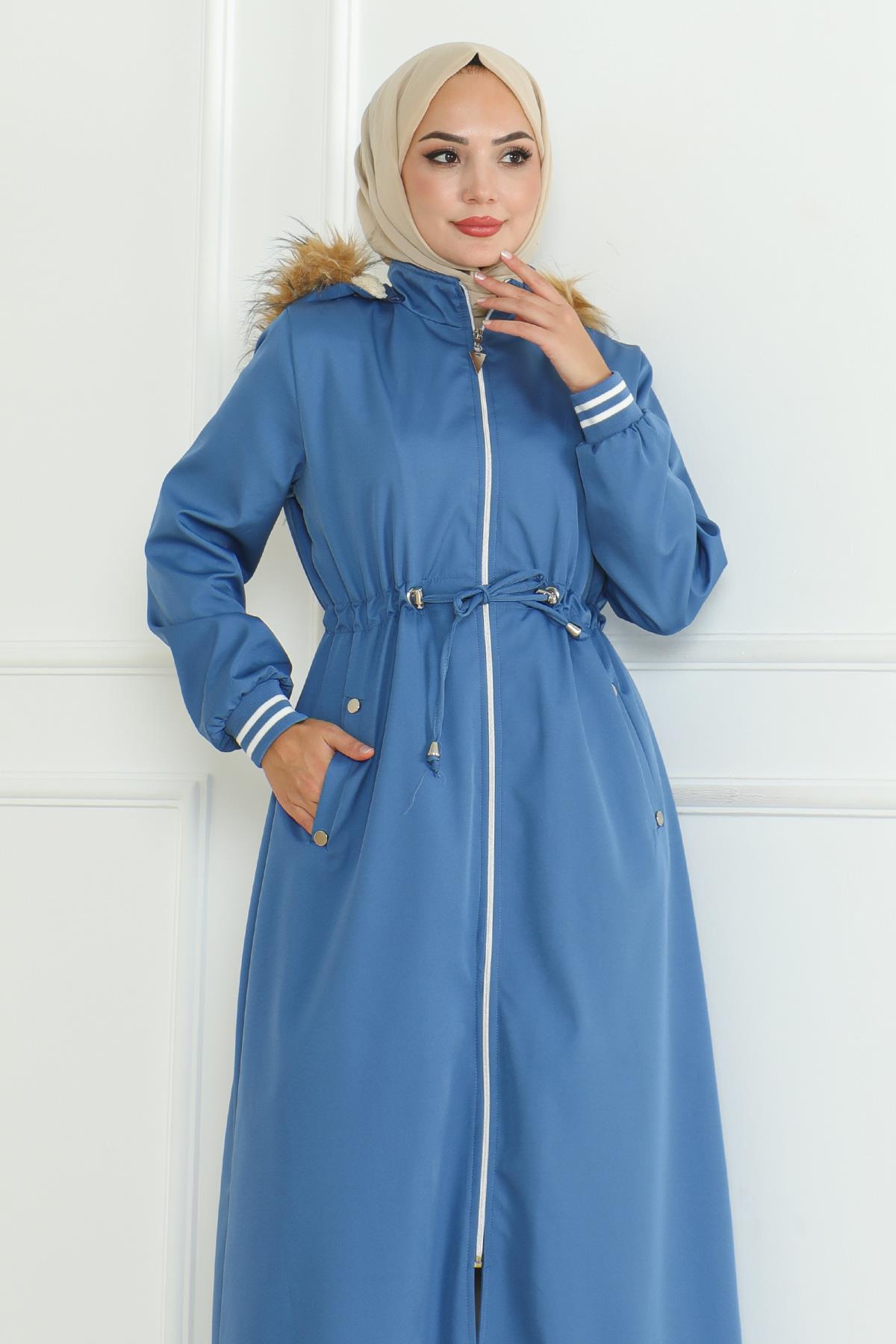Taba Gerippte Jacke mit Schnürdetail - 19215