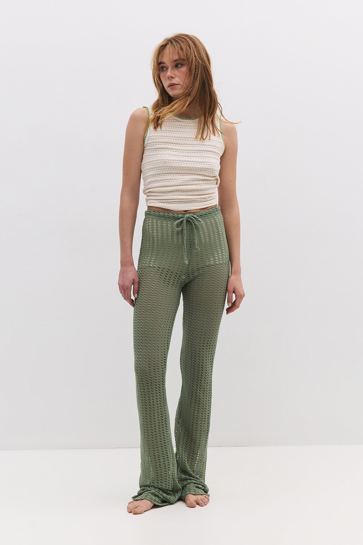 Netzhose mit gerafftem Bund