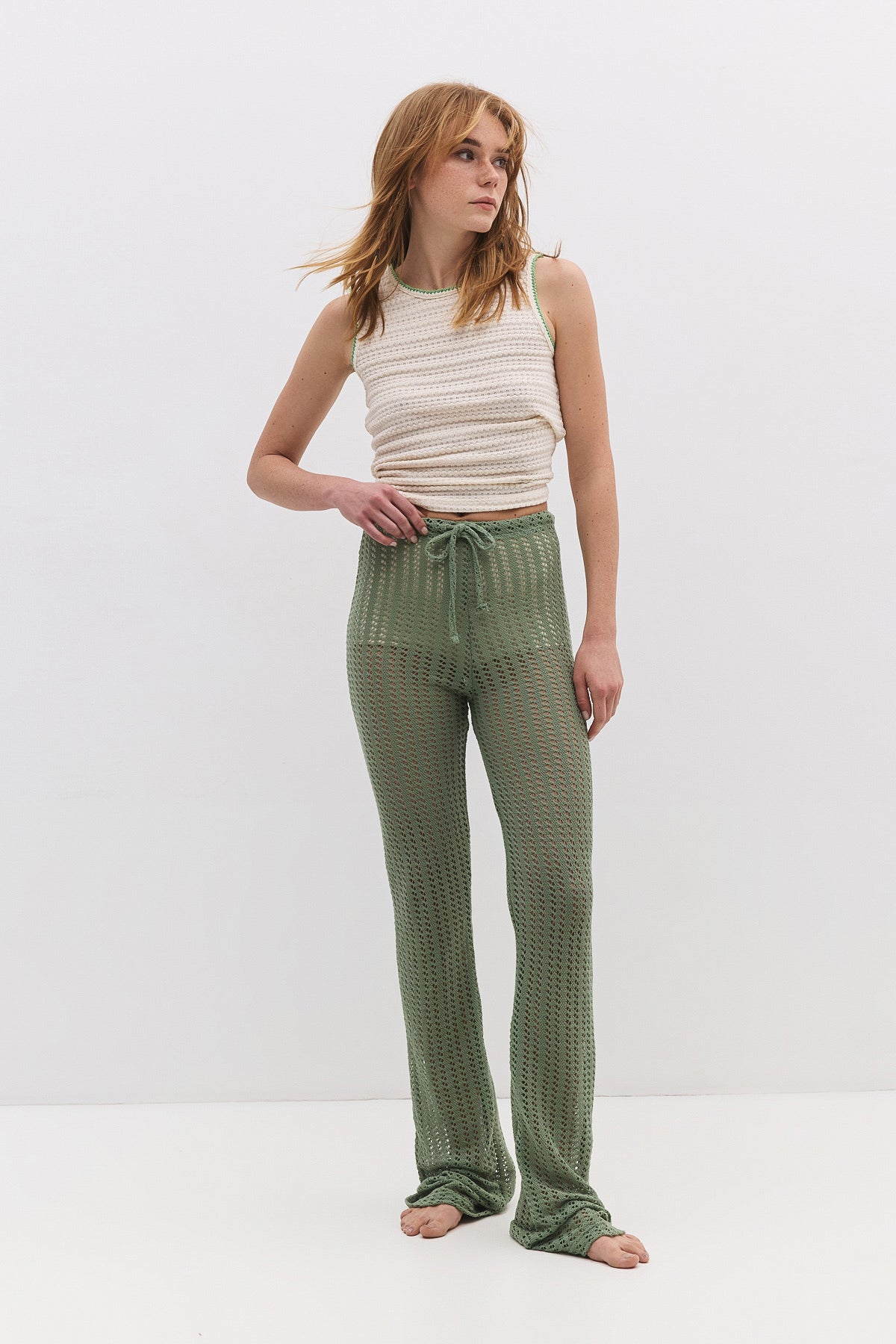 Netzhose mit gerafftem Bund
