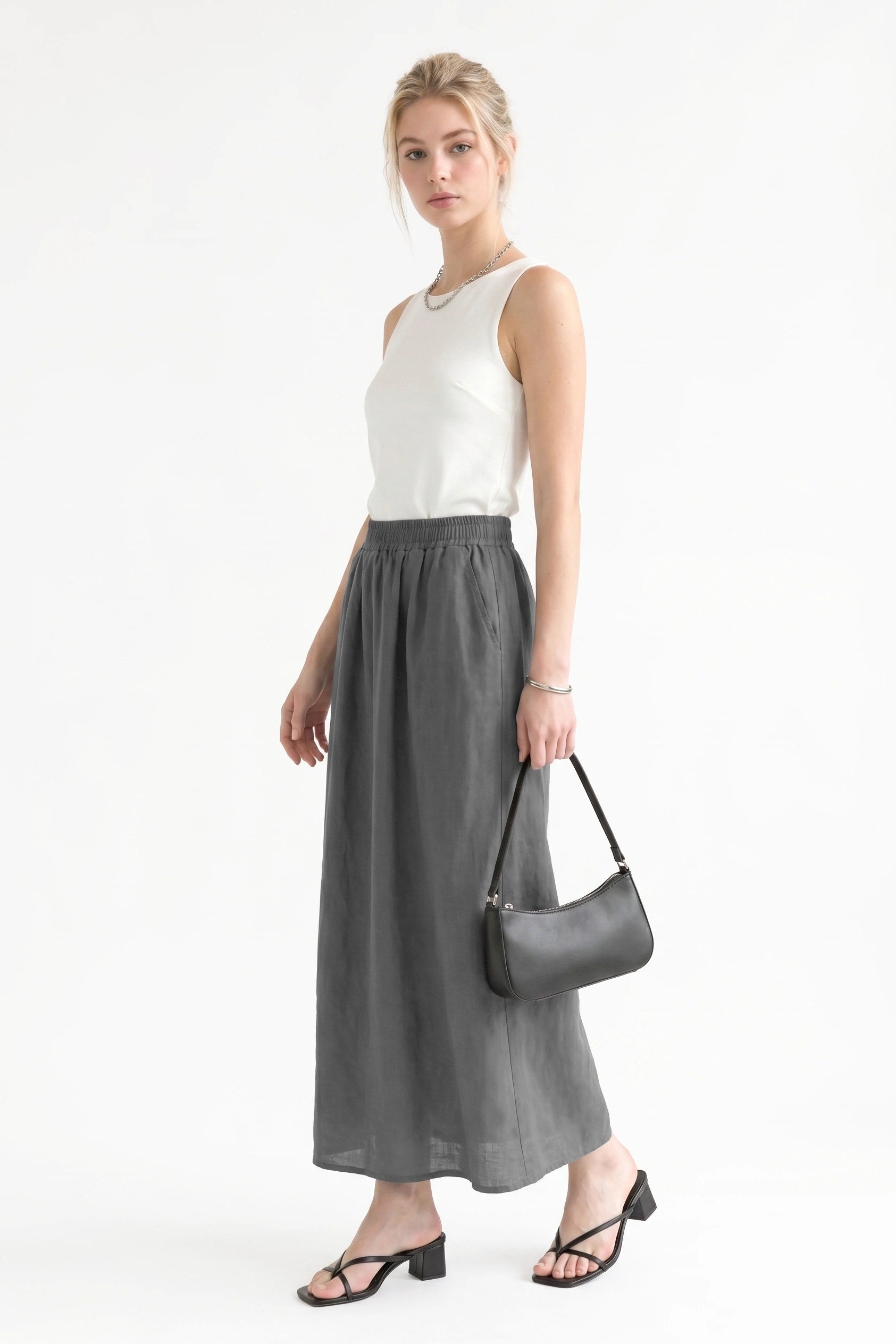 Elastischer Taillenrock mit Taschen