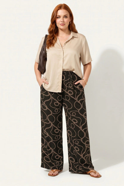 Bedruckte Viskosehose mit Taschen