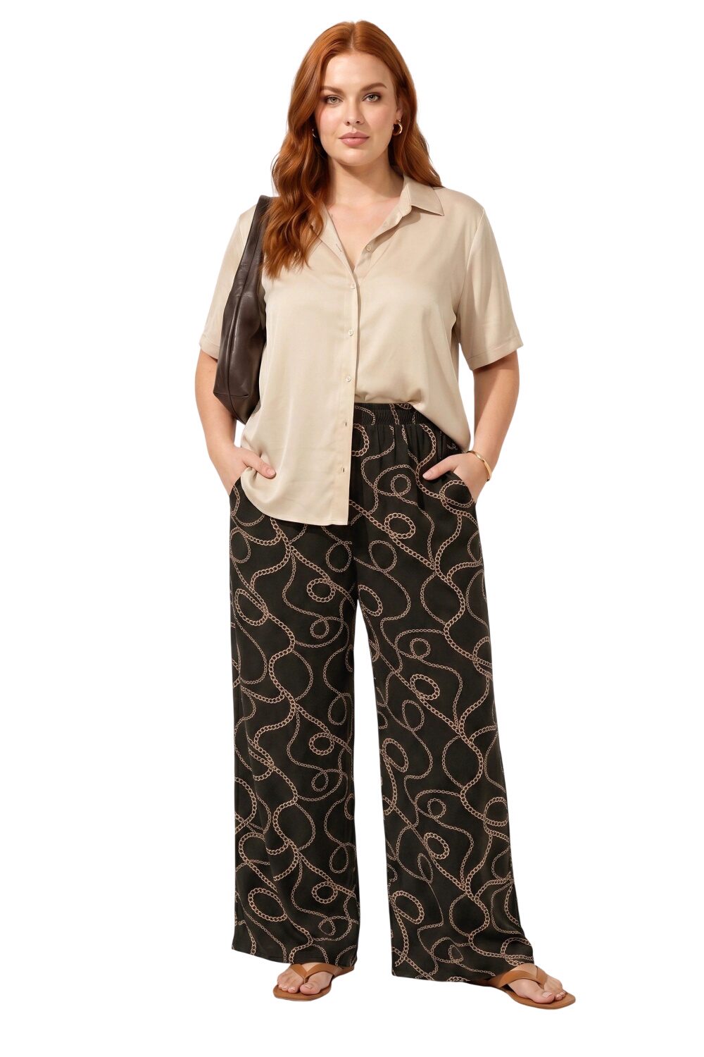Bedruckte Viskosehose mit Taschen