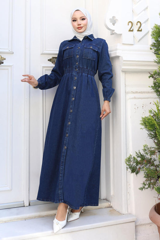 Dunkelblaue Elastische Denim Jacke MSW19228-2