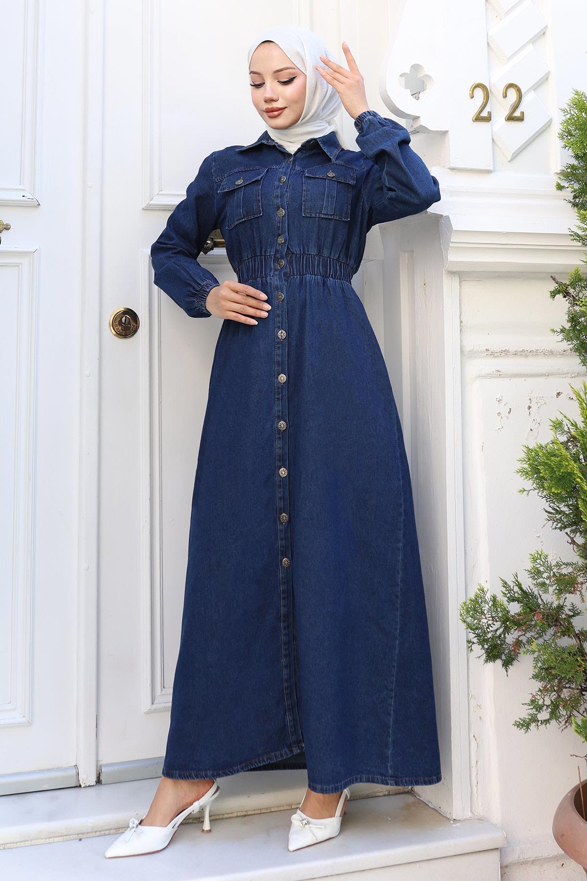 Dunkelblaue Elastische Denim Jacke MSW19228-2