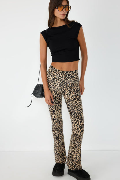 Leopardenmuster-Hose mit elastischem Bund