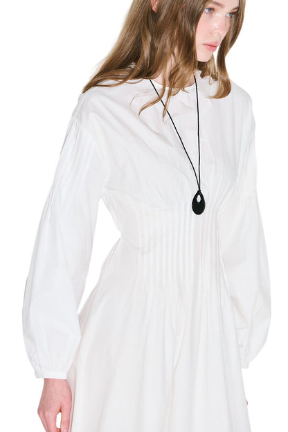 Kleid mit plissierter Taille, ECRU