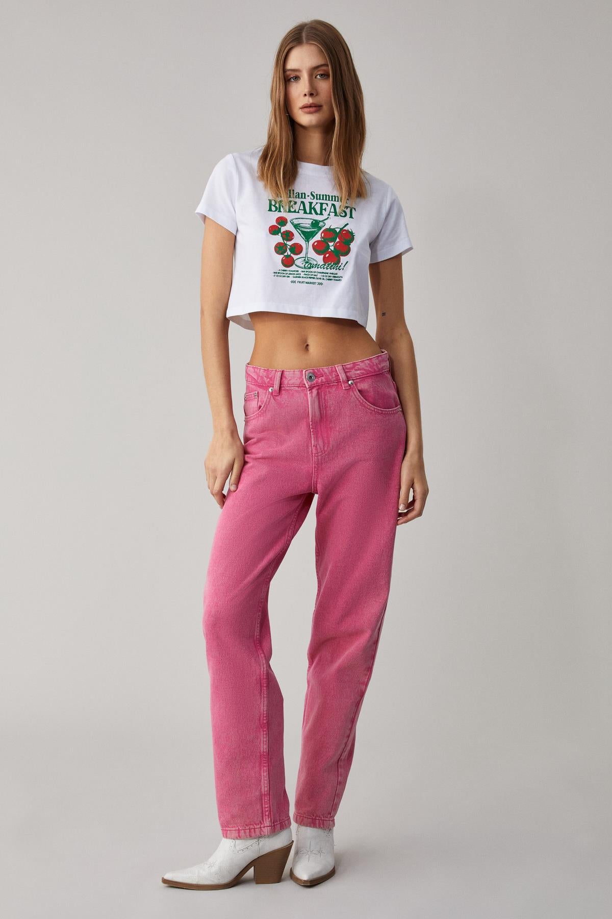 ETHIQUET Damen Oversize T-Shirt Rundhals Weiß
