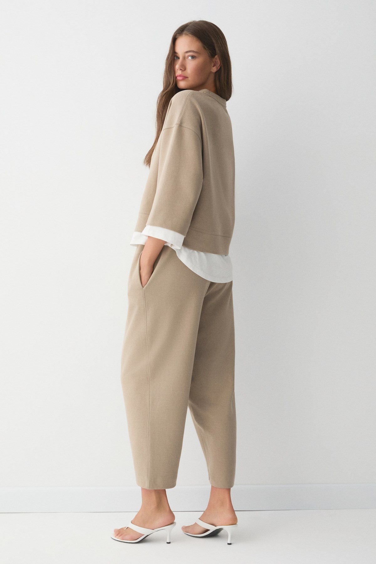 ETHIQUET BENGONIA Damen Strick Oversize Set Taupe