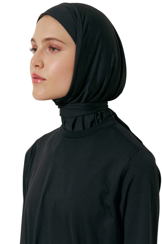 BESCHEIDENER BADEANZUG MIT HAUSTIER, SCHWARZ.