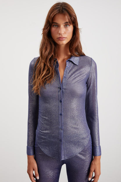 Damen Slim Fit Glänzende Bluse