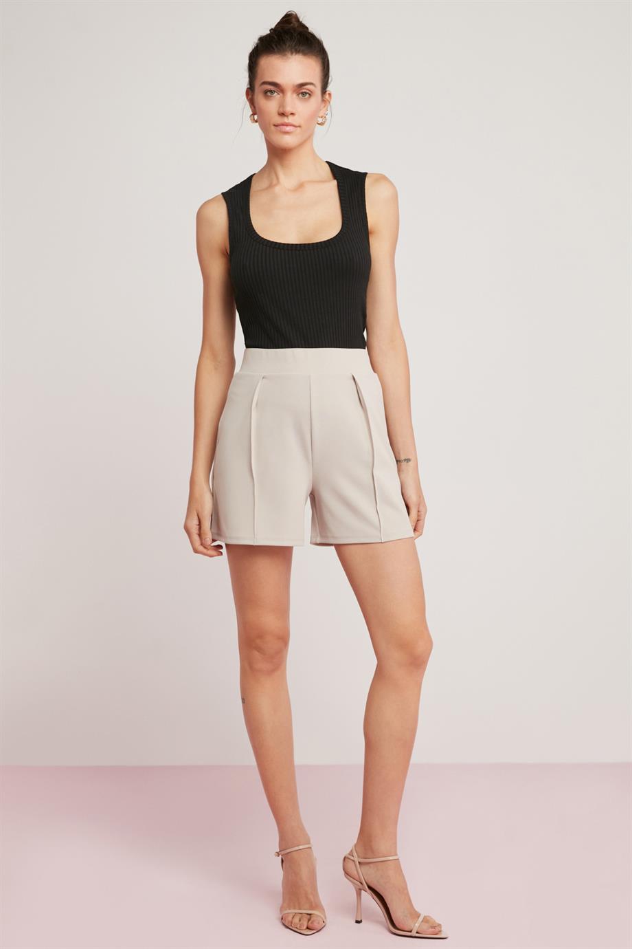 ETHIQUET BIANA Damen Rippen Slim Fit Weste Schwarz